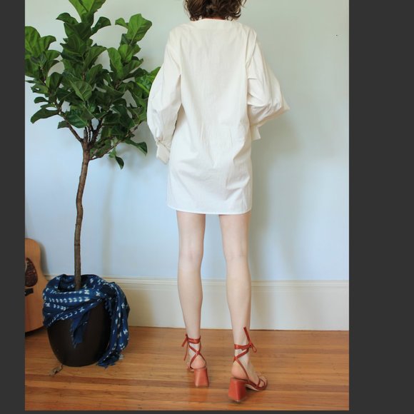 NWOT The Only Alice White Shirt Dress Puff Sleeves - Picture 2 of 7